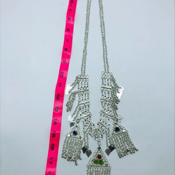 Tribal SIlver Kuchi Pendant Belly Chain, Afghan Kuchi Belly Dance Belt - Picture 6 of 8